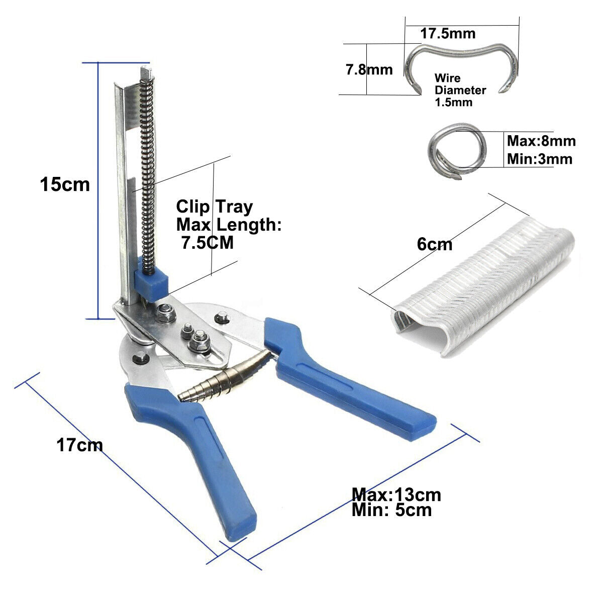 Hog Ring Plier Fencing Gun Fastener Stapler M Nailer Wire Ringer W/600 Clips