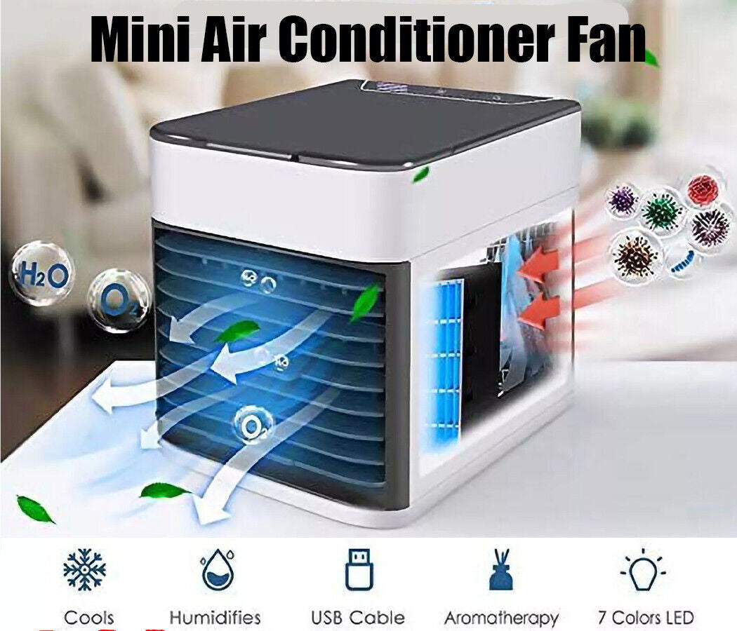 Portable Mini Air Cooler Fan Air Conditioner Cooling Fan Humidifier Desk USB Fan