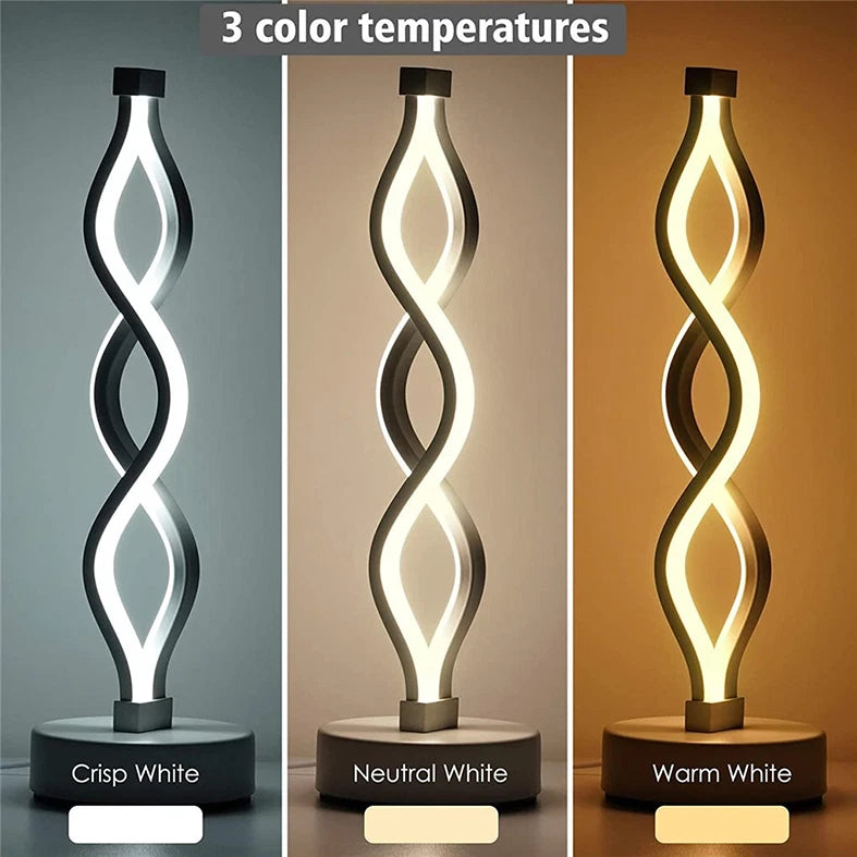 LED Table Lamp Dual Spiral Desk Lamp Warm White Modern Reading Light Bedside USB