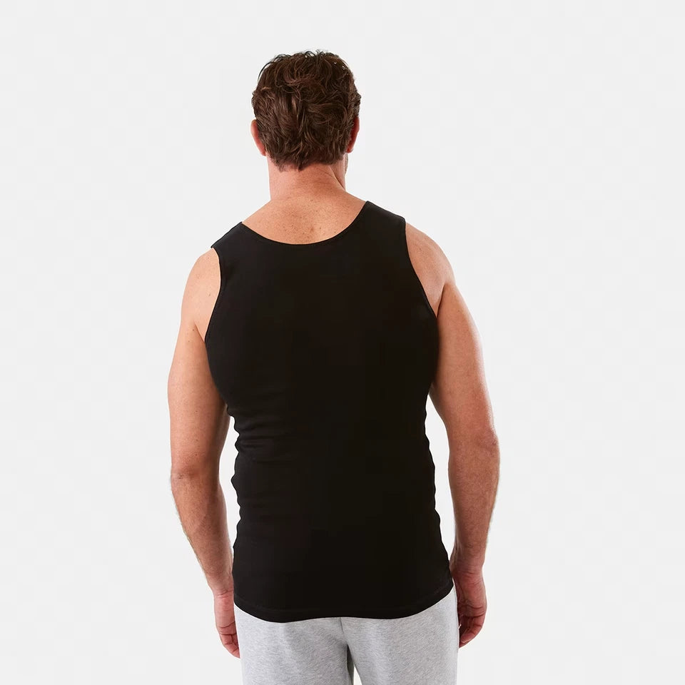 Mens 3 Pack 100% Cotton Singlets - XS-3XL
