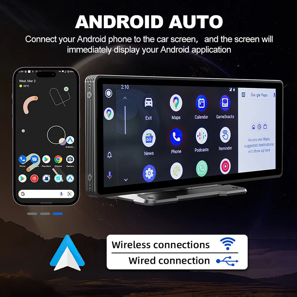 Portable 9 Inch Wireless Car Stereo for Apple Carplay & Android Auto Head Unit