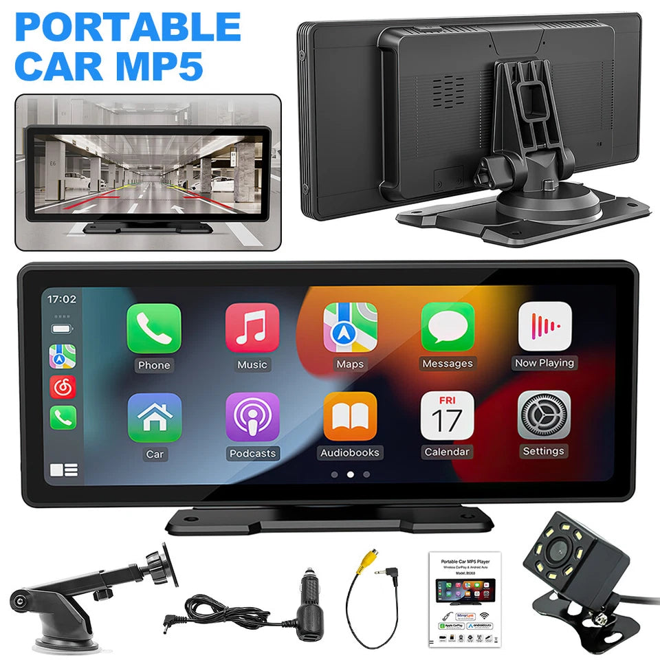 Portable 9 Inch Wireless Car Stereo for Apple Carplay & Android Auto Head Unit