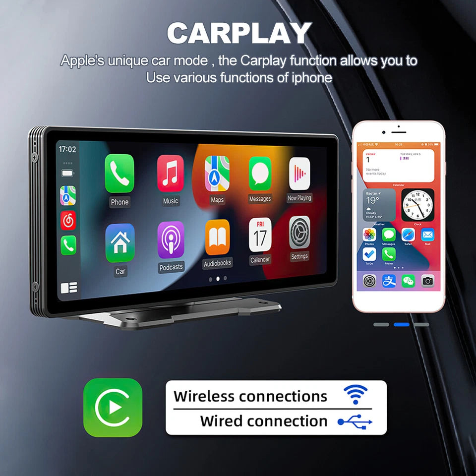 Portable 9 Inch Wireless Car Stereo for Apple Carplay & Android Auto Head Unit