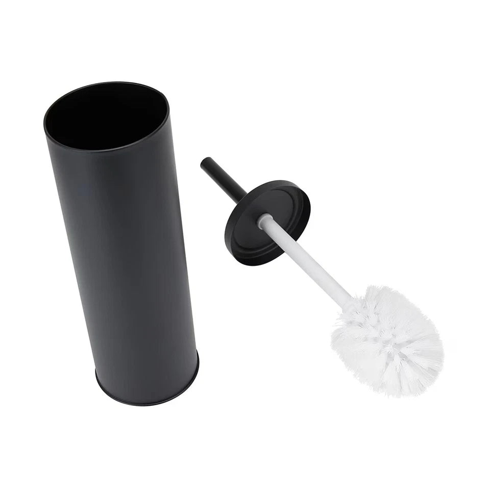 3pce Black Bathroom Accessories Set Rubbish Bin Toilet Brush Toilet Roll Holder