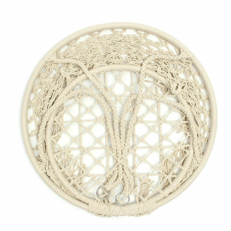 Macrame Hammock Chair Cotton Rope Swing Seat Beige Indoor Outdoor 120cm 150kg