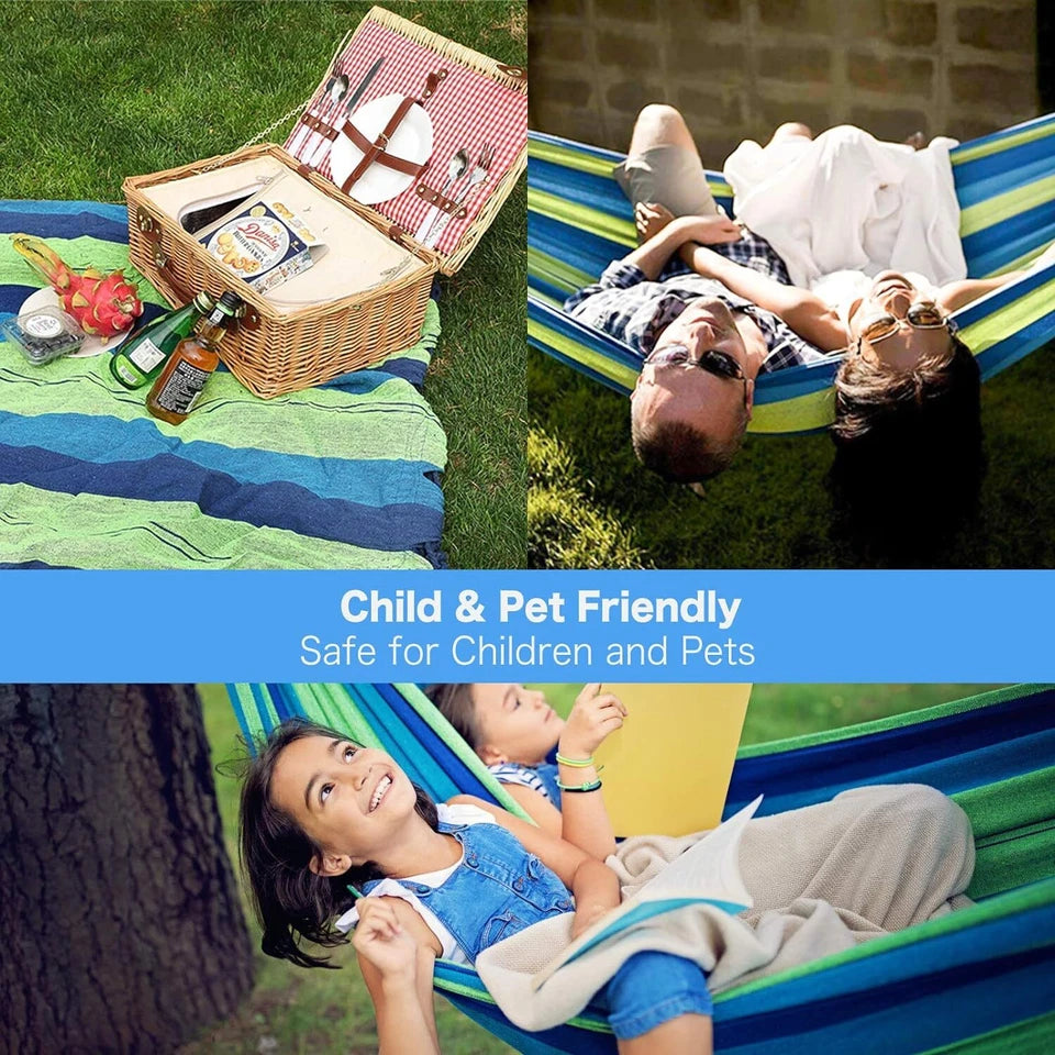 Double Hammock 280x150cm Cotton Outdoor Swing Bed 320kg Red Blue