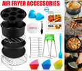 122Pcs 8 Inch Air Fryer Frying Cage Dish Baking Pan Rack Pizza Tray Accessories