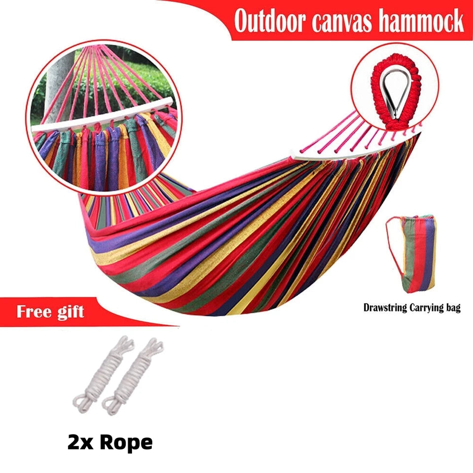 Double Hammock 280x150cm Cotton Outdoor Swing Bed 320kg Red Blue