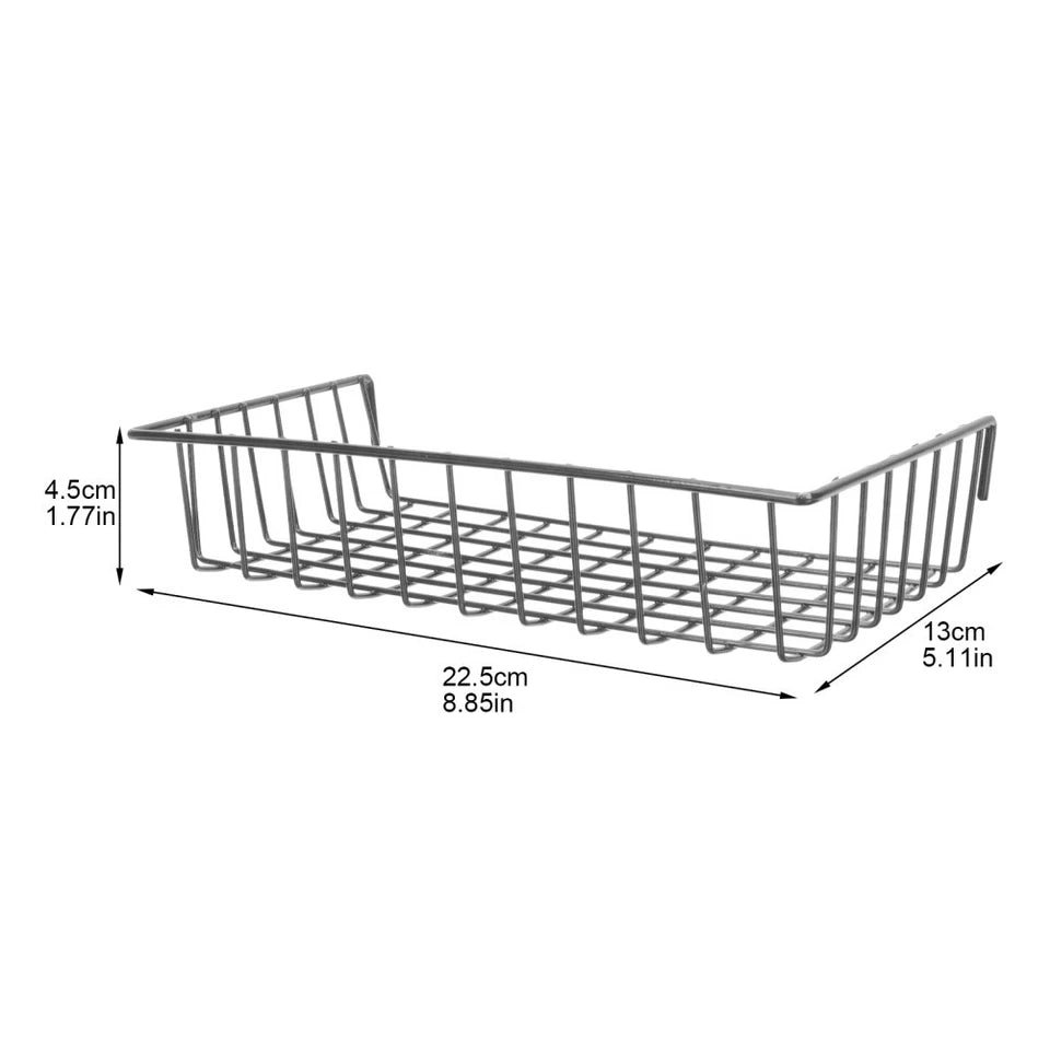Set of 2 Wall Mounted Iron Grid Storage Baskets Black Hanging Organizers 22.5cm