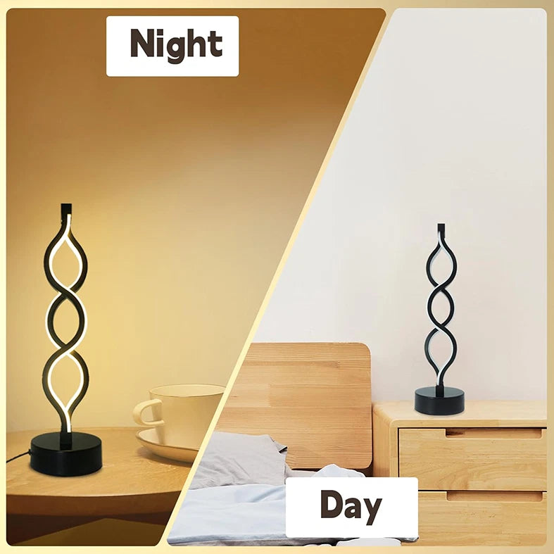 LED Table Lamp Dual Spiral Desk Lamp Warm White Modern Reading Light Bedside USB