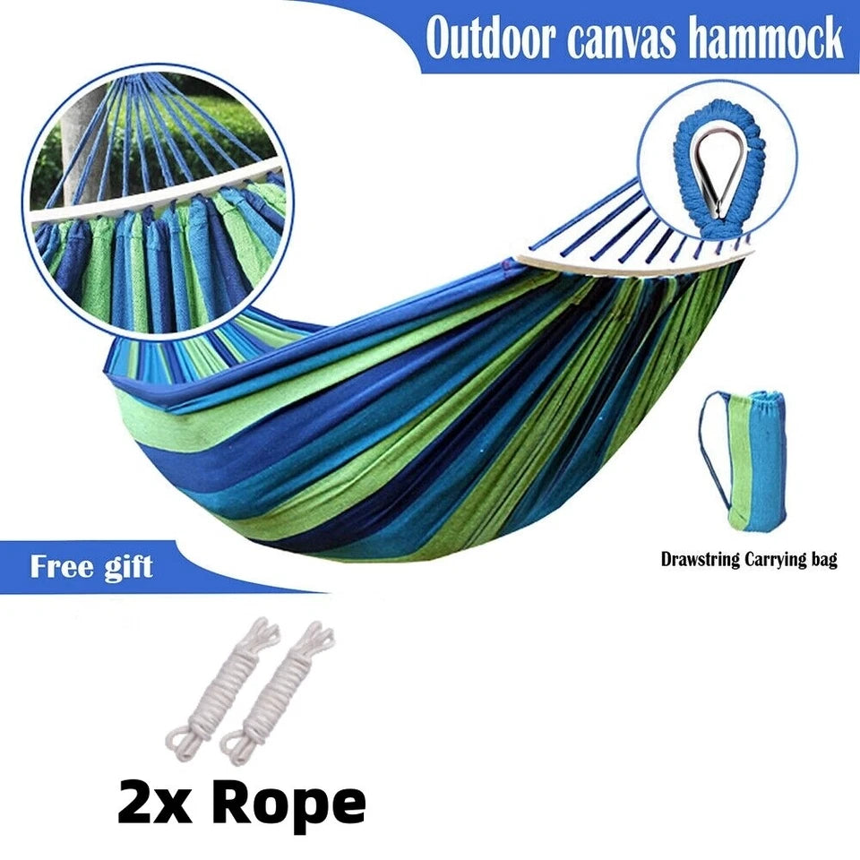 Double Hammock 280x150cm Cotton Outdoor Swing Bed 320kg Red Blue