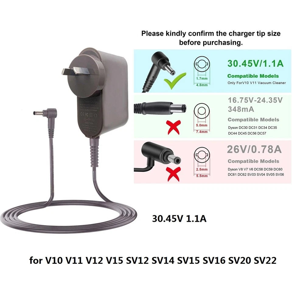Replacement Charger for Dyson V6 V7 V8 V10 V11 Vacuum Cleaner Battery Adapter AU Plug