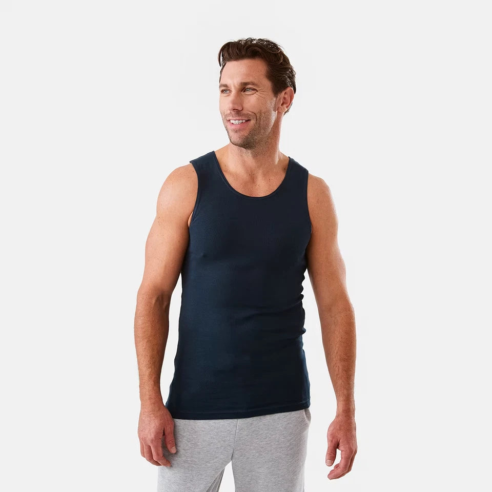 Mens 3 Pack 100% Cotton Singlets - XS-3XL