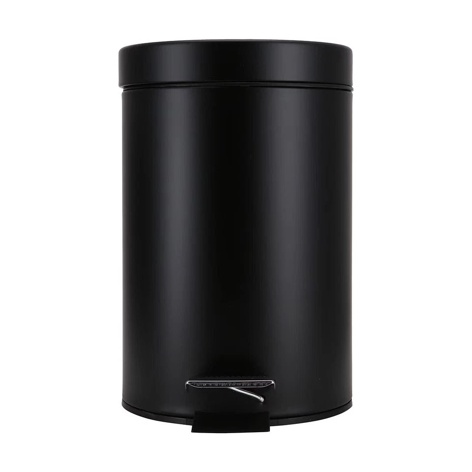3pce Black Bathroom Accessories Set Rubbish Bin Toilet Brush Toilet Roll Holder