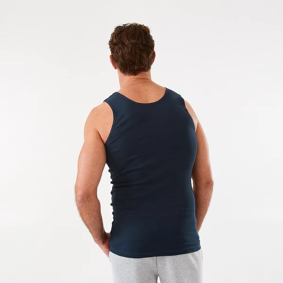 Mens 3 Pack 100% Cotton Singlets - XS-3XL