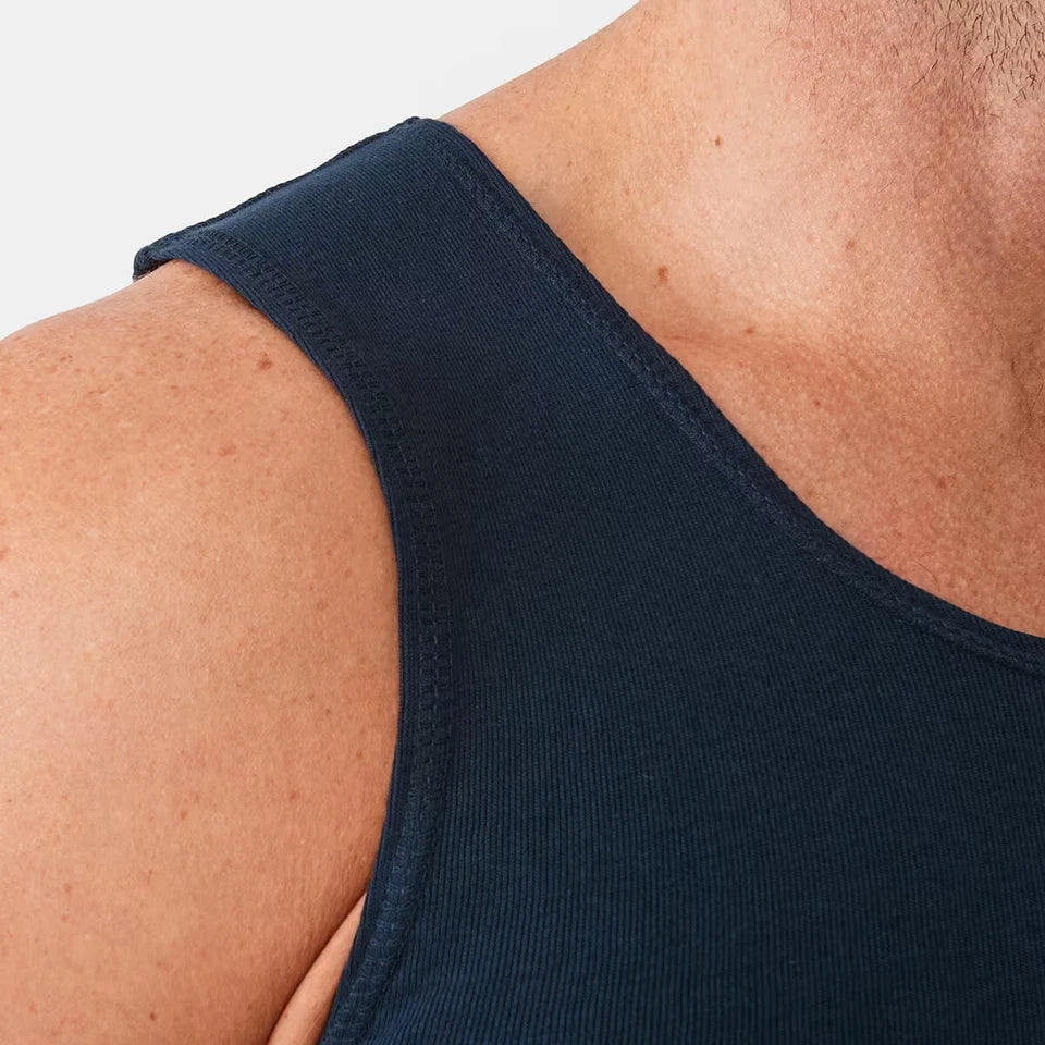 Mens 3 Pack 100% Cotton Singlets - XS-3XL