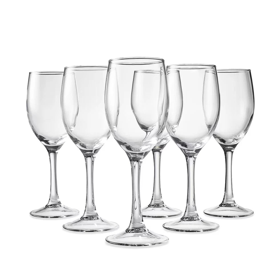 Set of 6 Everyday Drinking Glasses Highball Flute Tumblers Wine & water Glass