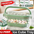 54 Grid Ice Cube Tray Set Silicone Moulds with Storage Box Lid Scoop Green