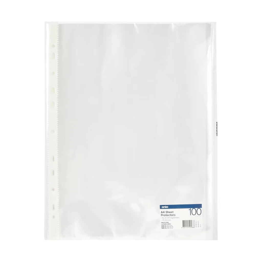 Pack Of 100 Sheet Protectors A4 Clear Plastic Sleeves Page Protectors Stationery
