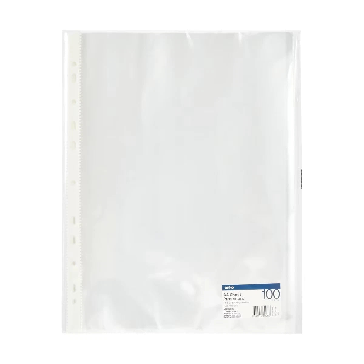 Pack Of 100 Sheet Protectors A4 Clear Plastic Sleeves Page Protectors Stationery