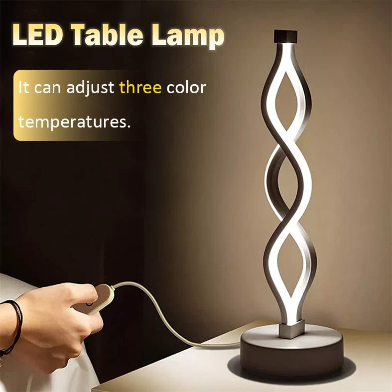 LED Table Lamp Dual Spiral Desk Lamp Warm White Modern Reading Light Bedside USB