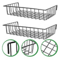Set of 2 Wall Mounted Iron Grid Storage Baskets Black Hanging Organizers 22.5cm
