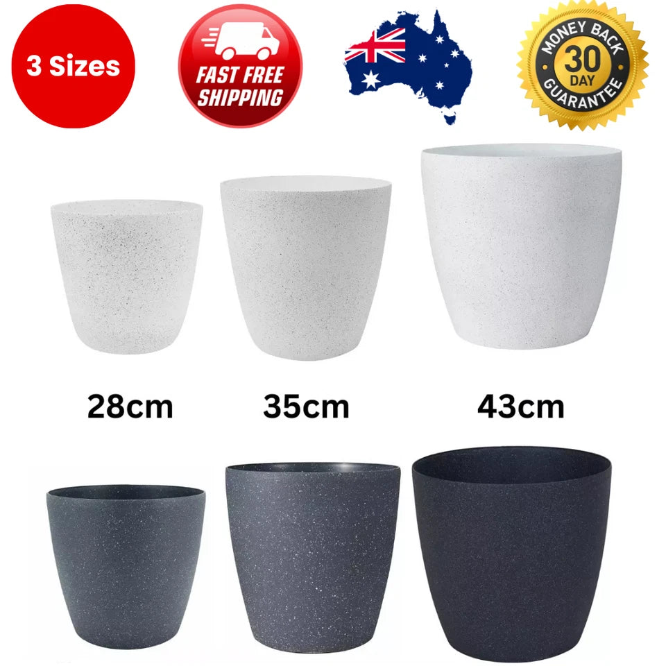 Large Plastic Plant Pots Textured Planter Plant Flower Pot Outdoor Garden Patio*