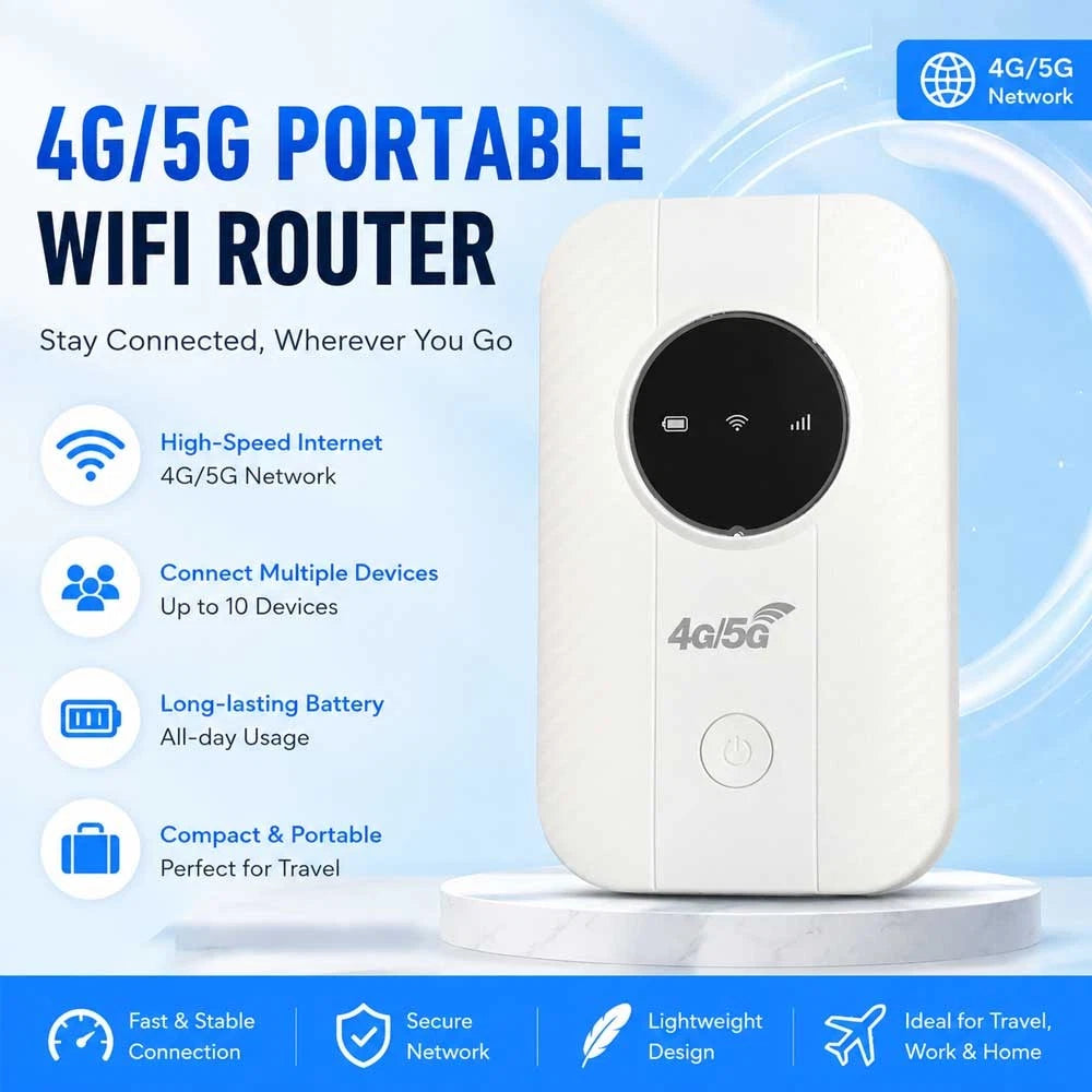 4G LTE Mobile WiFi Hotspot Router Unlocked Portable MiFi 3650mAh 150Mbps 10 Devices