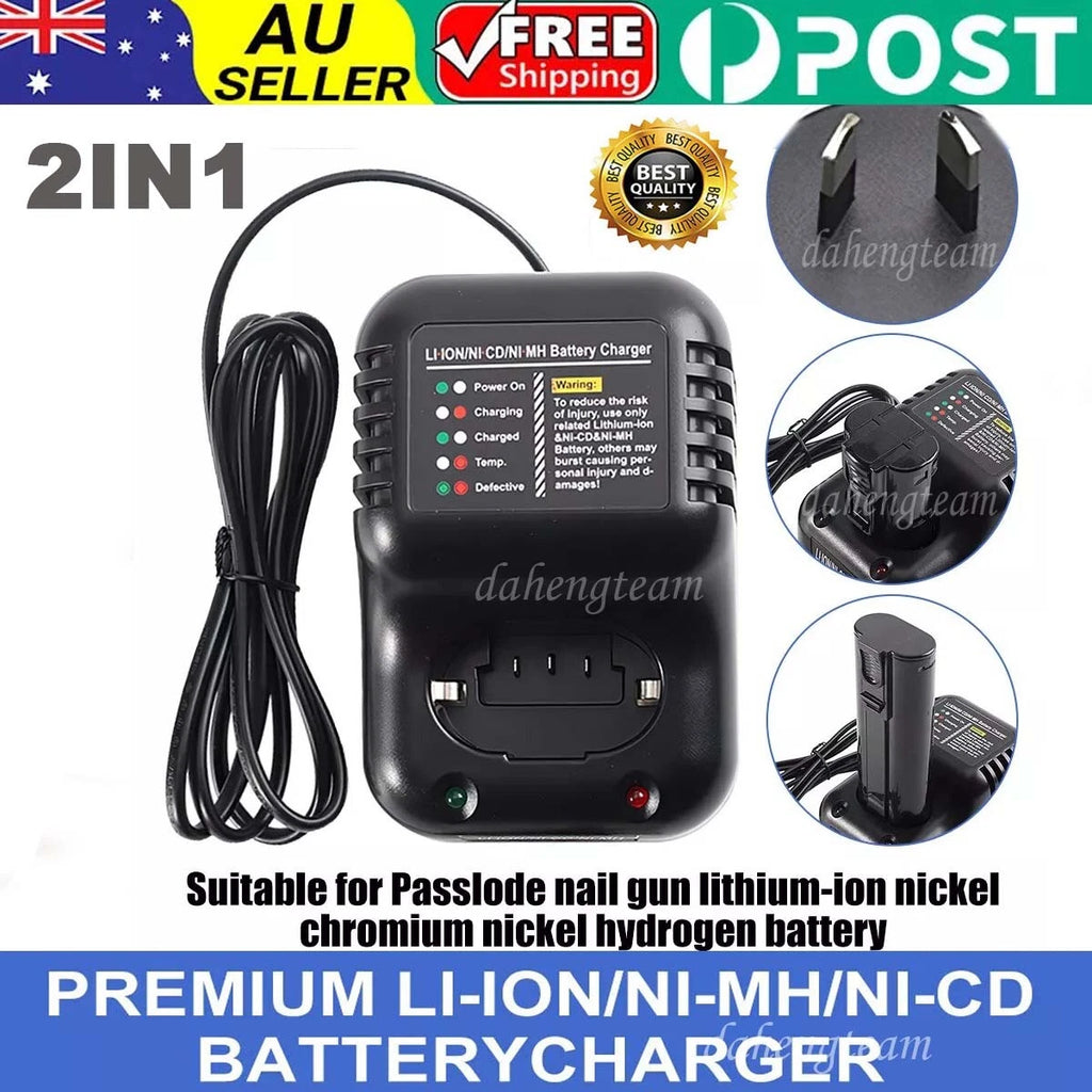 Replacement Battery Charger for Paslode Li-Ion Ni-MH Ni-Cd Batteries 7.2V 1.2A