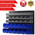 30 Bin Wall Mounted Storage Rack Organiser 18 Small 12 Large Bins Garage Workshop