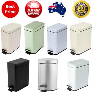 5L Bathroom Rubbish Bin Garbage Dust Waste Trash Toilet Small Slim Lid Pedal Bin