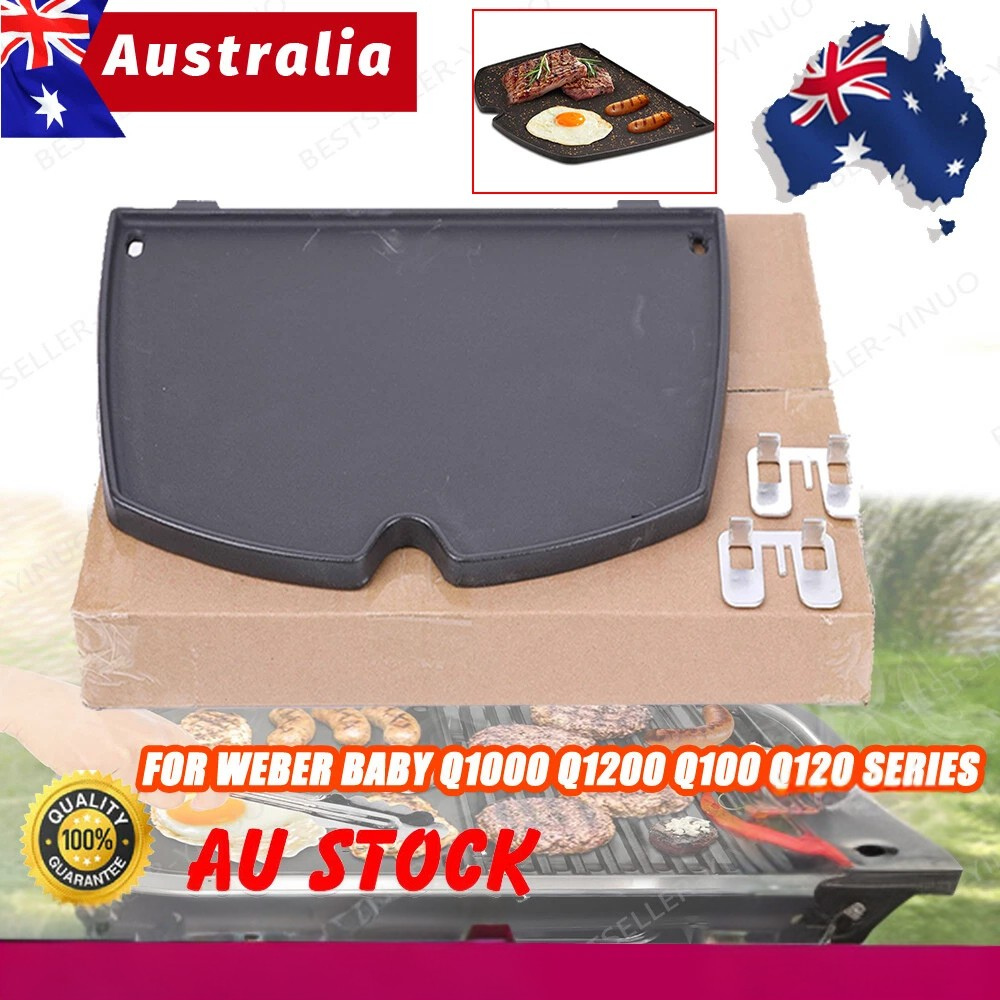6558 Cast Iron Half Griddle Plate Compatible with Weber Baby Q100 Q120 Q1000 Q1200