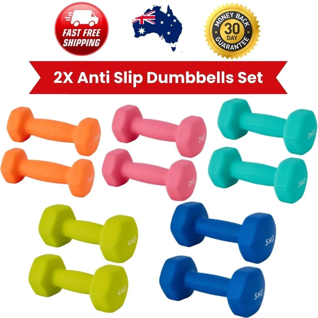 2X Anti Slip Dumbbells Set Weightlifting Dumbbell Pair Barbell Gym Hand Weights