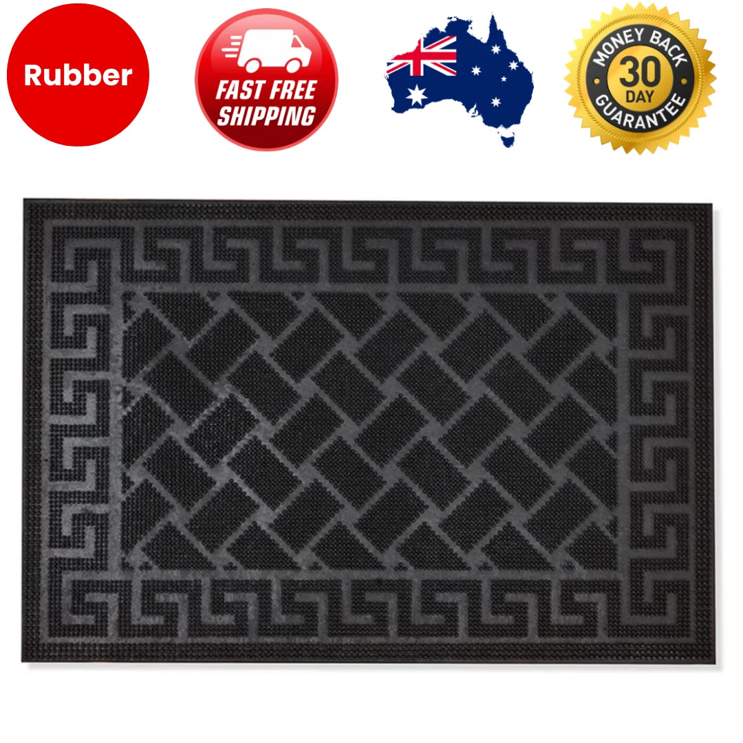 Rubber Door Mat 60x40cm Non Slip Indoor Outdoor Entrance Floor Mat Black