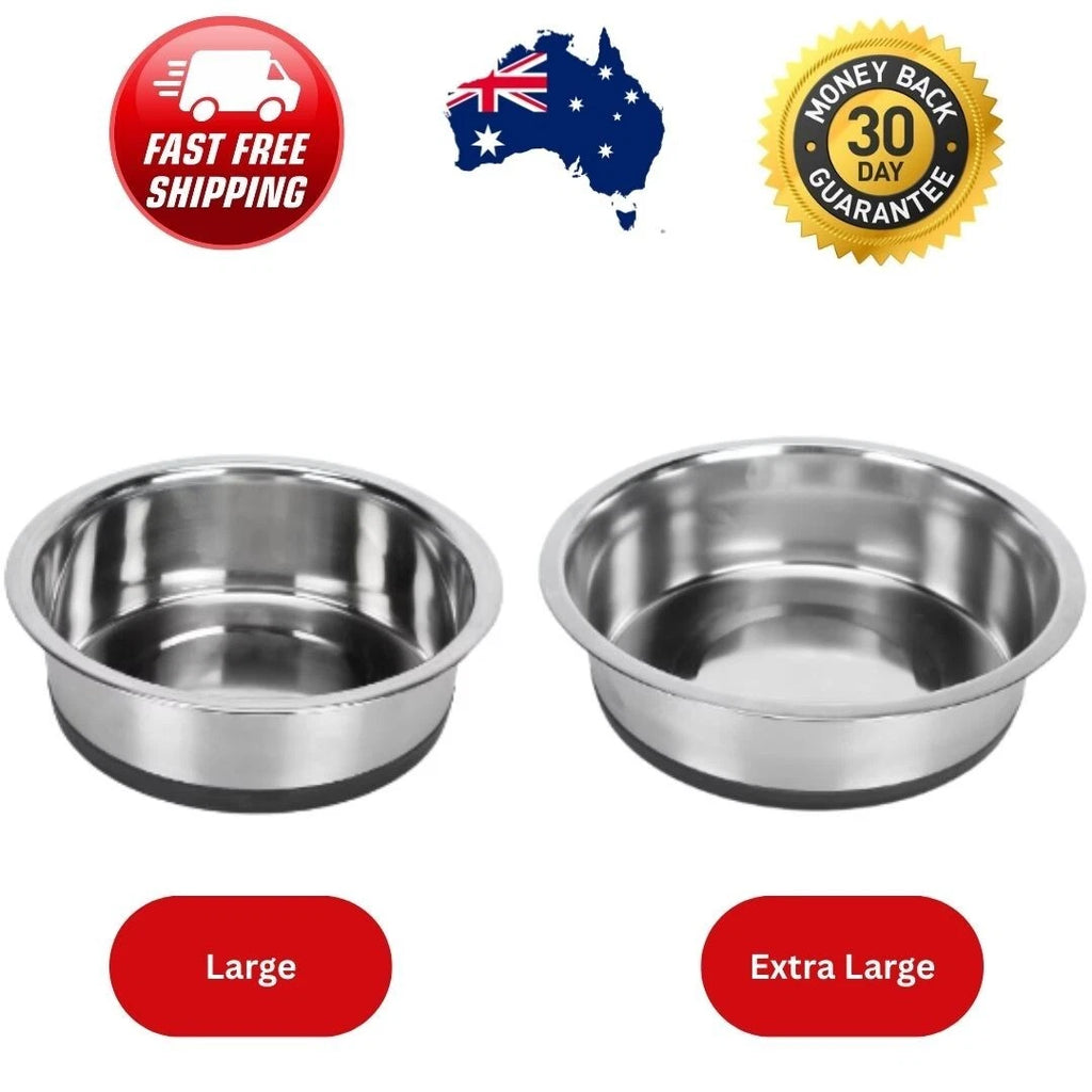 Stainless Steel Anti Skid Pet Dog Puppy Food/Water Bowl - Large