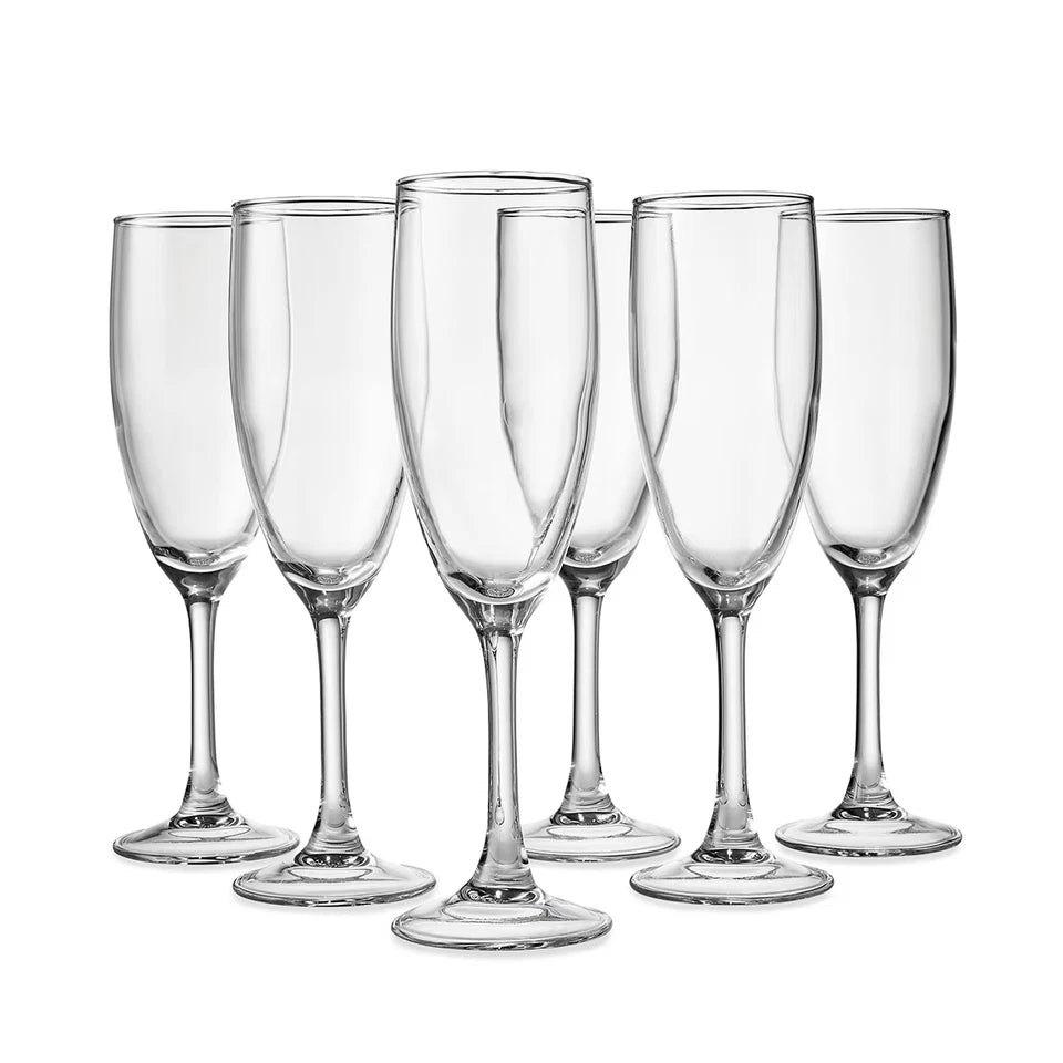 Set of 6 Everyday Drinking Glasses Highball Flute Tumblers Wine & water Glass