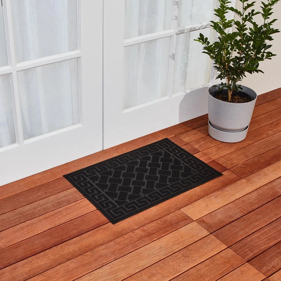 Rubber Door Mat 60x40cm Non Slip Indoor Outdoor Entrance Floor Mat Black