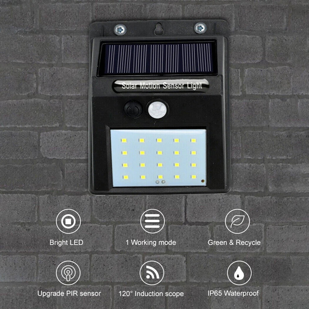 4 Pack Solar Security Lights 20 LED PIR Motion Sensor 500LM Outdoor Garden 6W