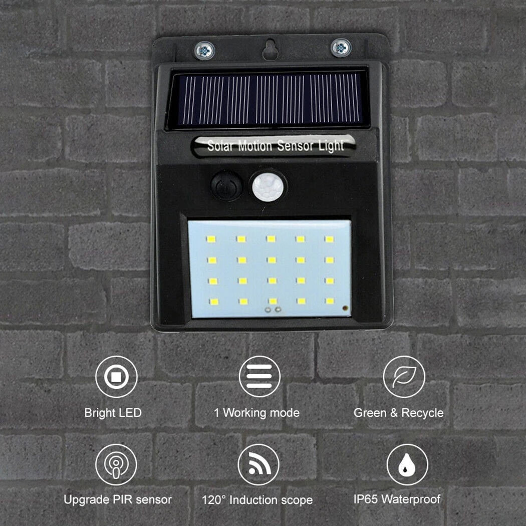 4 Pack Solar Security Lights 20 LED PIR Motion Sensor 500LM Outdoor Garden 6W