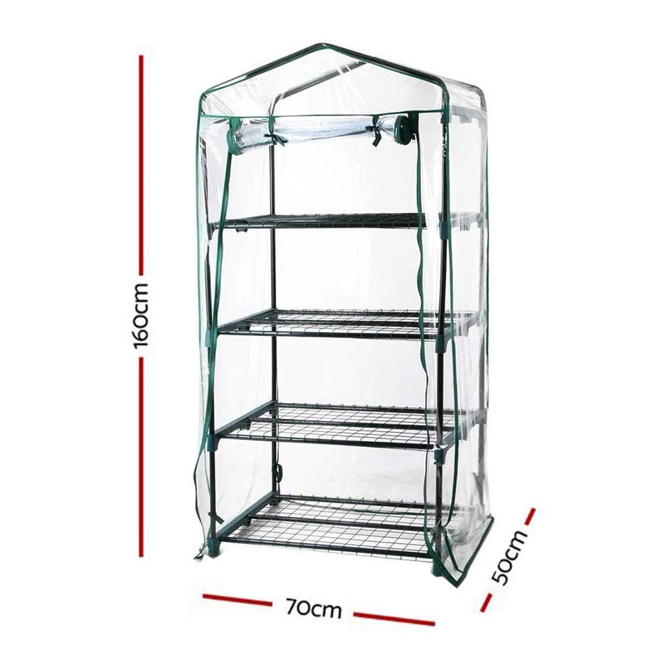 Mini Greenhouse PVC Cover 4 Shelves Portable Garden Plant House 70x50x160cm