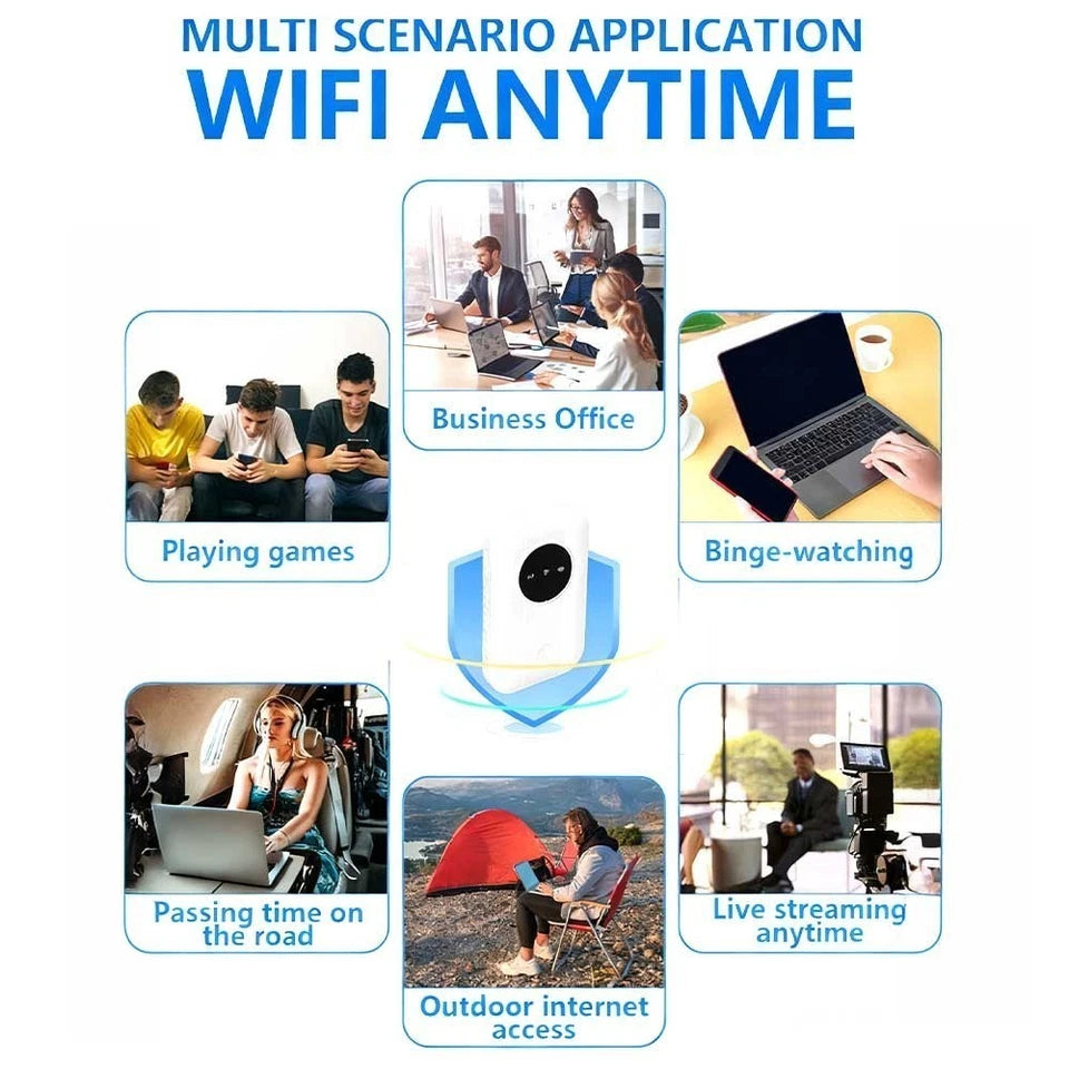 4G LTE Mobile WiFi Hotspot Router Unlocked Portable MiFi 3650mAh 150Mbps 10 Devices