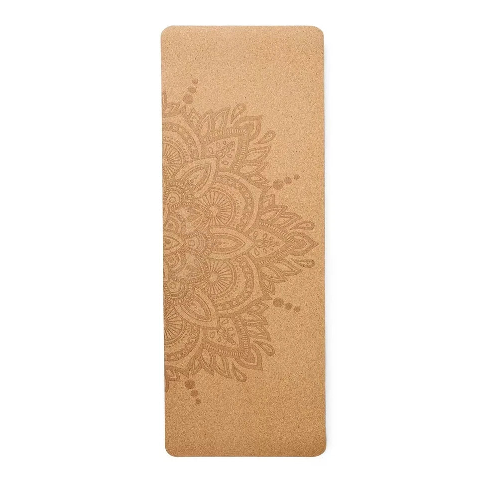 Branded Cork Yoga Exercise Mat Non-Slip Printed 173x61cm Fitness Pilates Meditation