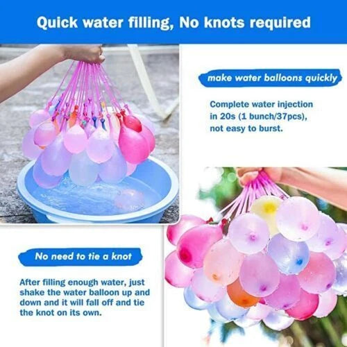 Self-Sealing Water Balloons Multicoloured Latex Beach Party Outdoor Game 111-1665pcs