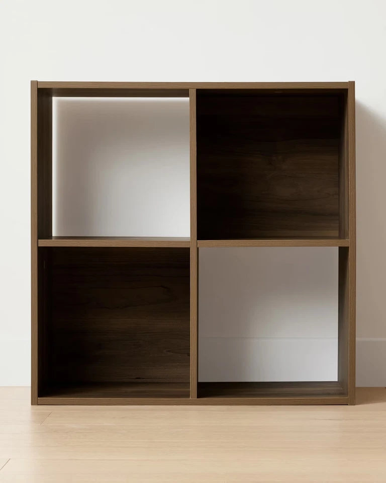 Branded 4 Cube Storage Shelf Bookshelf Display Unit Walnut Brown 60x60x29cm