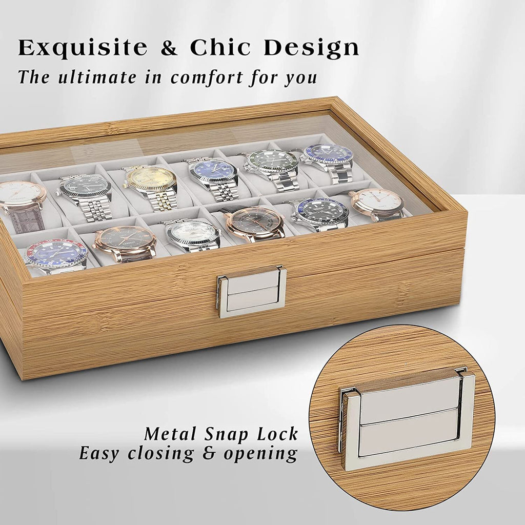 6 / 12 Grids Retro Wooden Watch Box Jewelry Display Storage Case Organizer Gift