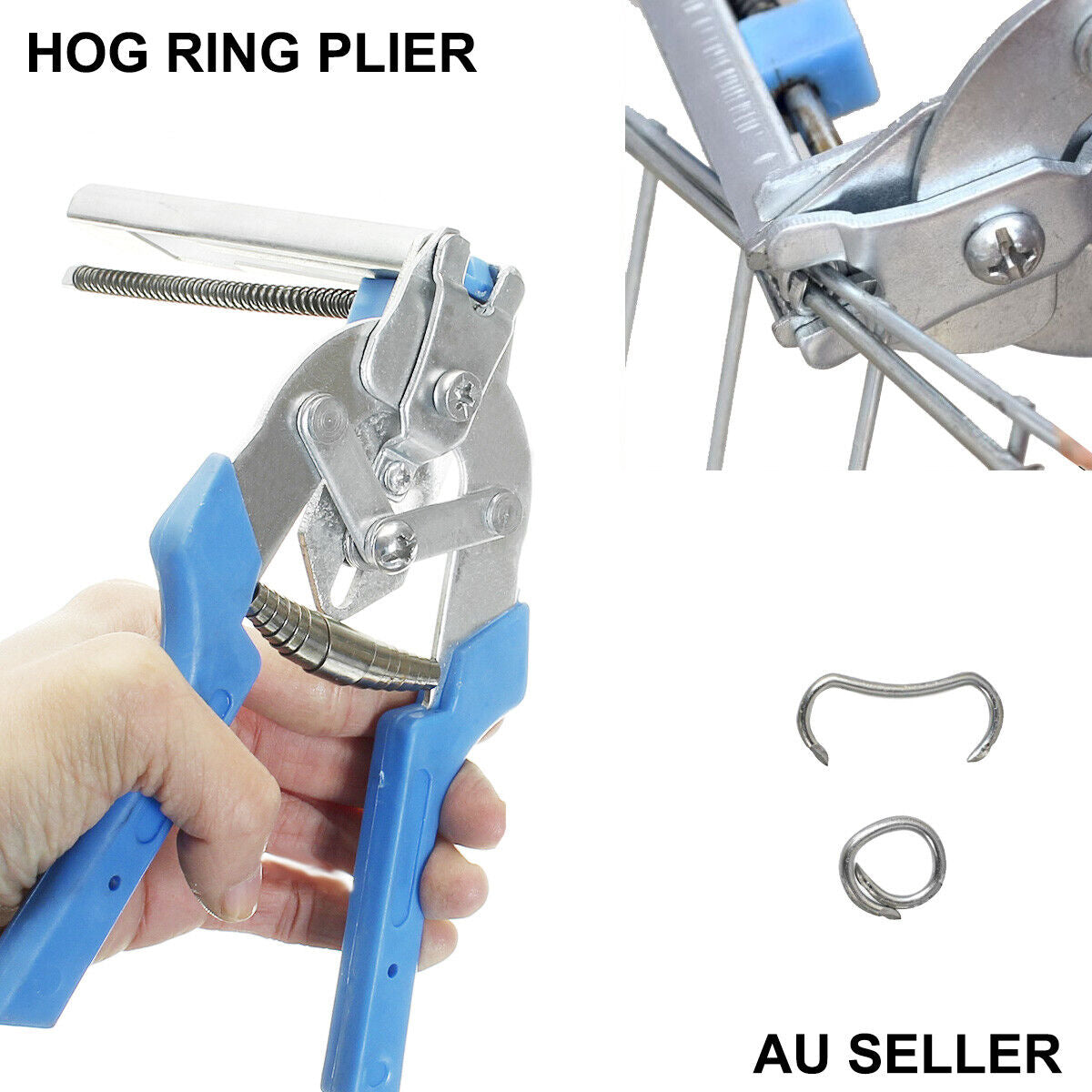 Hog Ring Plier Fencing Gun Fastener Stapler M Nailer Wire Ringer W/600 Clips