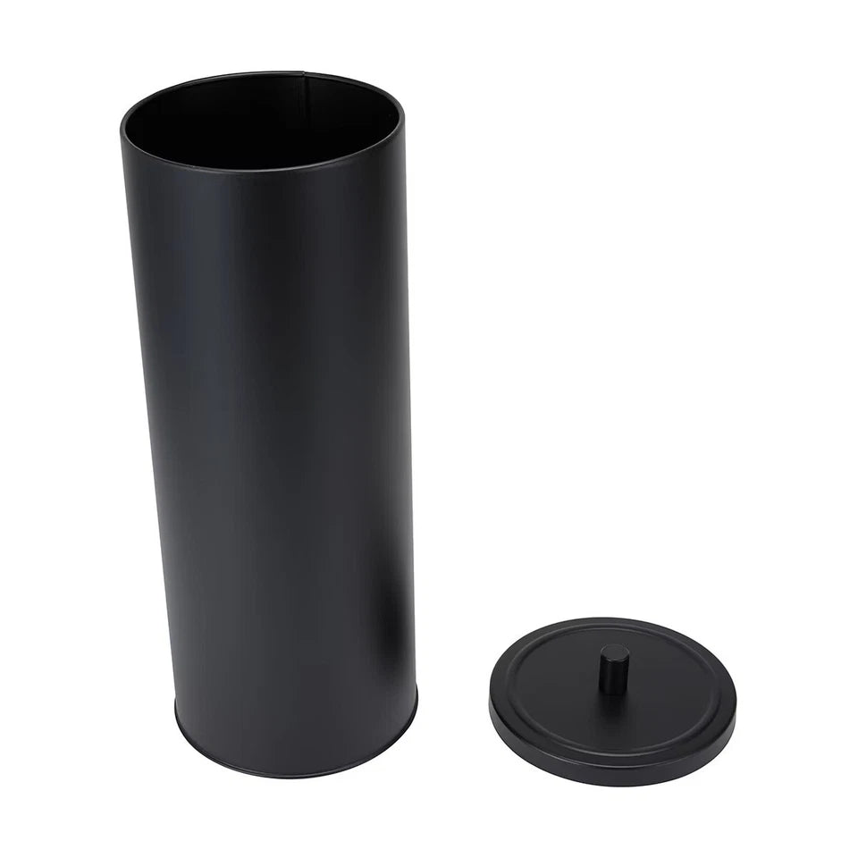 3pce Black Bathroom Accessories Set Rubbish Bin Toilet Brush Toilet Roll Holder