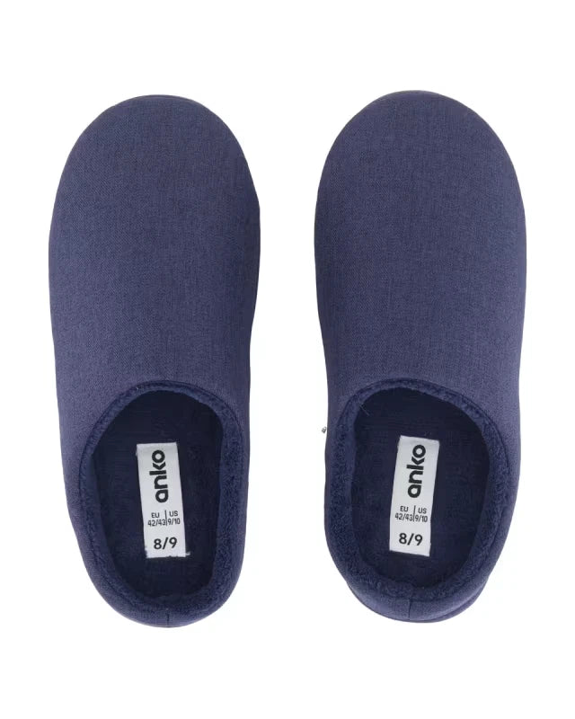 Scuff Slippers For Men's Grey and Navy Size Au 6/7,8/9,10/11,12/13 Round toe