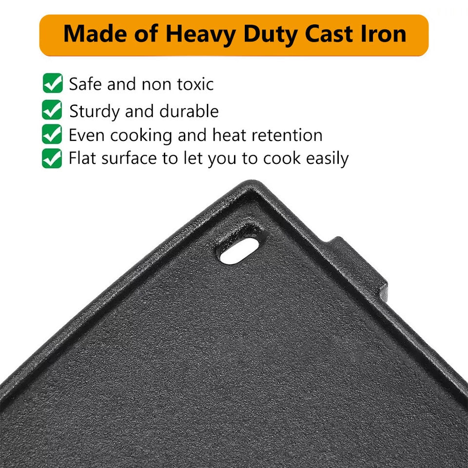 6558 Cast Iron Half Griddle Plate Compatible with Weber Baby Q100 Q120 Q1000 Q1200