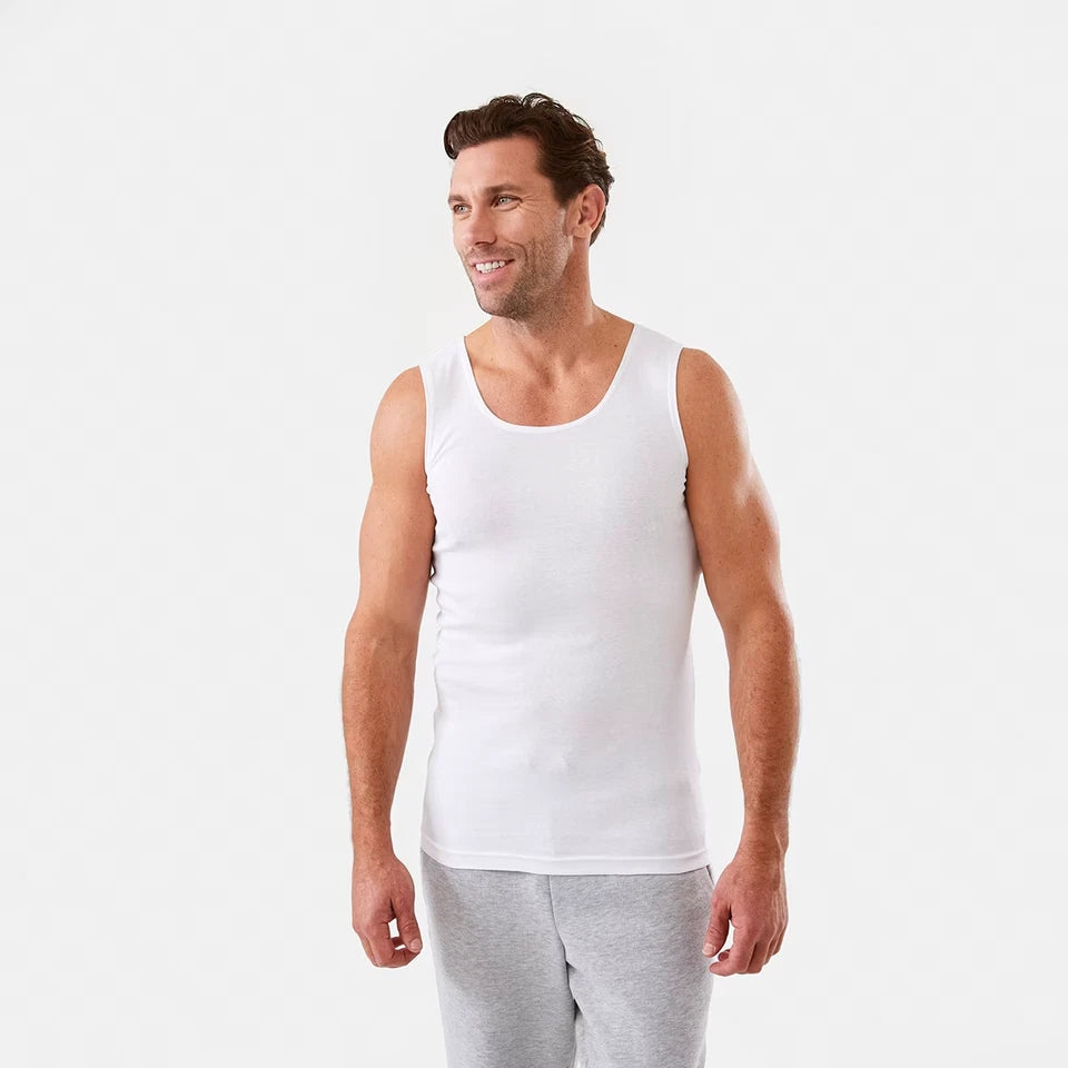 Mens 3 Pack 100% Cotton Singlets - XS-3XL
